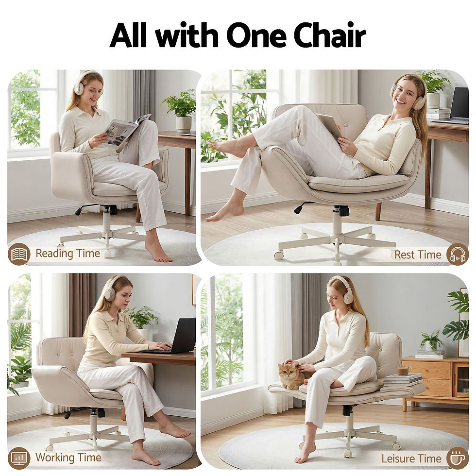 Thumbnail: Artiss Criss Cross Chair with Wheels & Adjustable Armrests, Ergonomic Cross – alternate product view 4