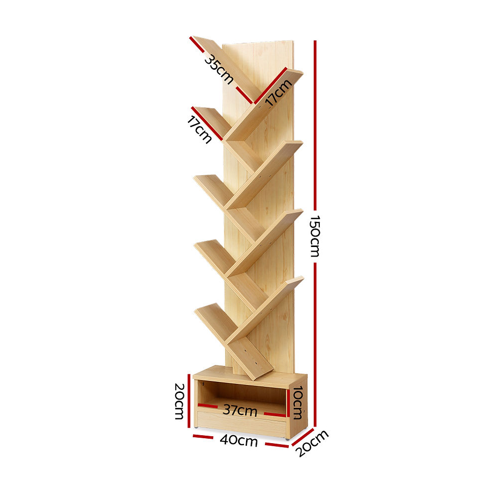 Artiss Tree Bookshelf 9 Tiers - ECHO Oak – alternate product view 2