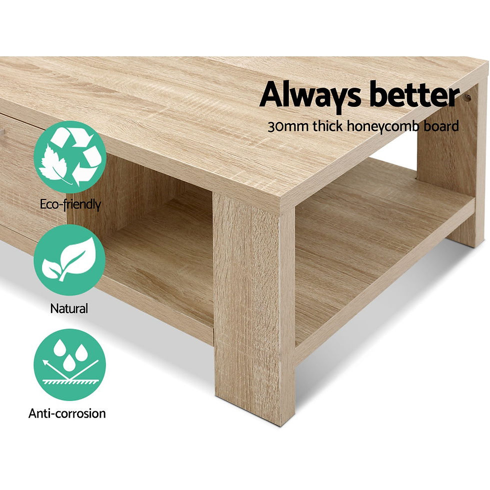 Thumbnail: Artiss Coffee Table 1 Drawer Oak Maxi – alternate product view 5