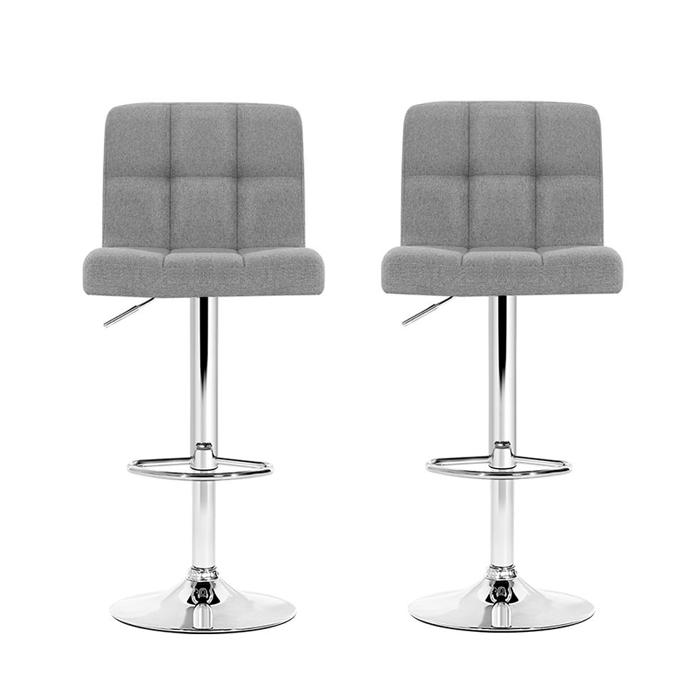 Thumbnail: Artiss 2x Bar Stools Kitchen Dining Chairs Counter Stool Gas Lift Fabric Grey – alternate product view 3