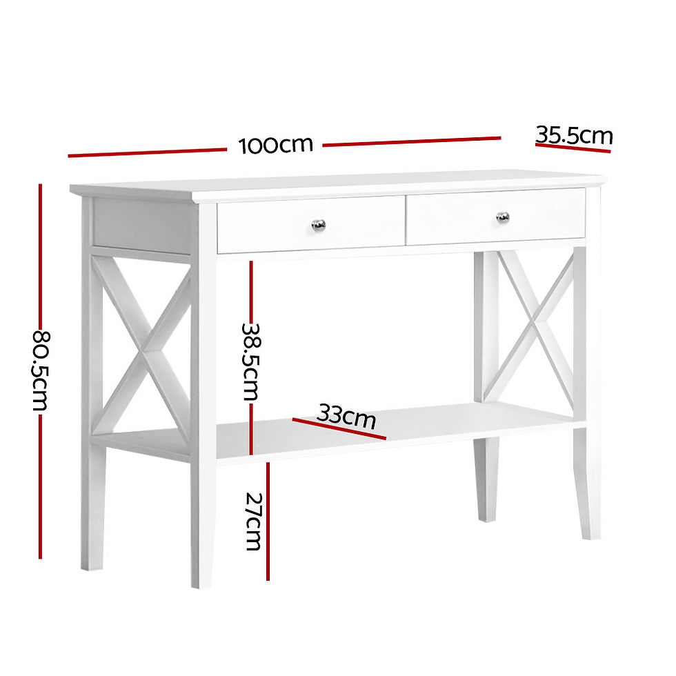 Thumbnail: Artiss Console Table 2 Drawers 100CM White Chole – alternate product view 4