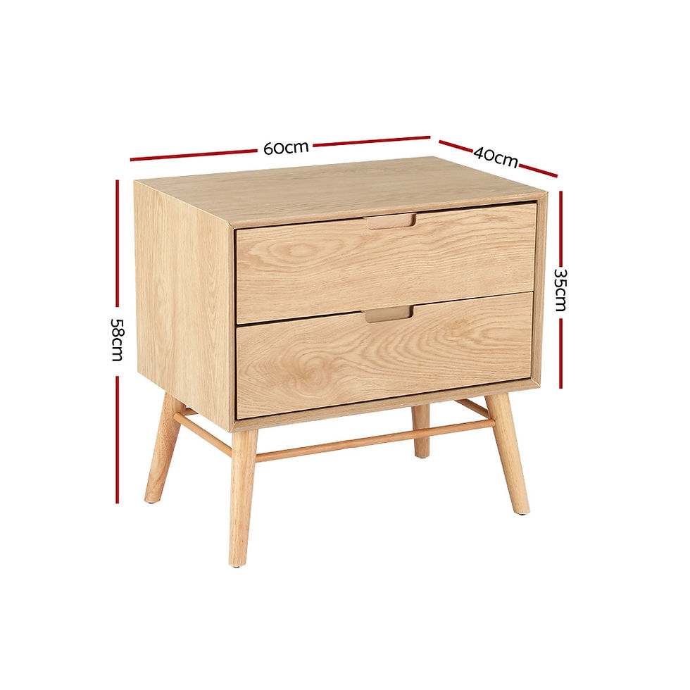 Artiss Bedside Table Drawers Side End Table Storage Cabinet Nightstand Oak GINO – alternate product view 2