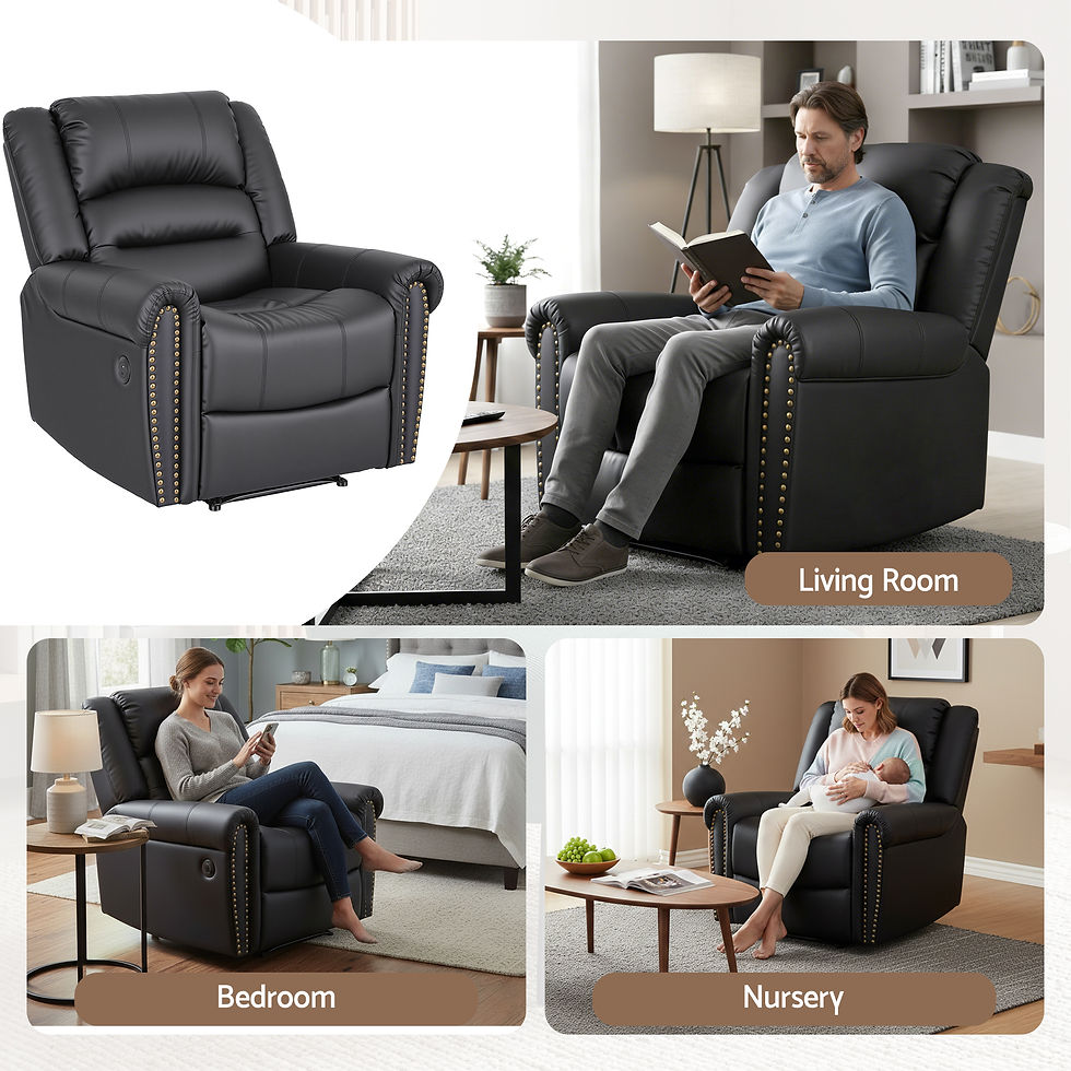 Thumbnail: Artiss Leather Manual Recliner Chair with USB Charge Port, Overstuffed Armchair – alternate product view 8