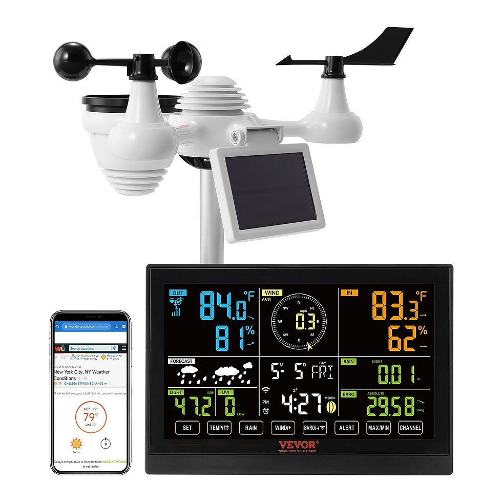 7-in-1 Wi-Fi Weather Station, 7.5 in Color Display, Home Weather Station Indoor