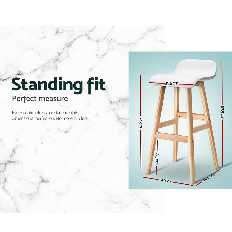 Thumbnail: Artiss 2x Bar Stools Wooden Stool White – alternate product view 4