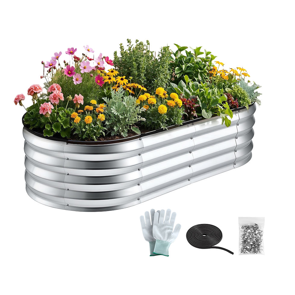Green Fingers Raised Garden Bed Galvanised Oval Metal Planter Box Large Outdoor