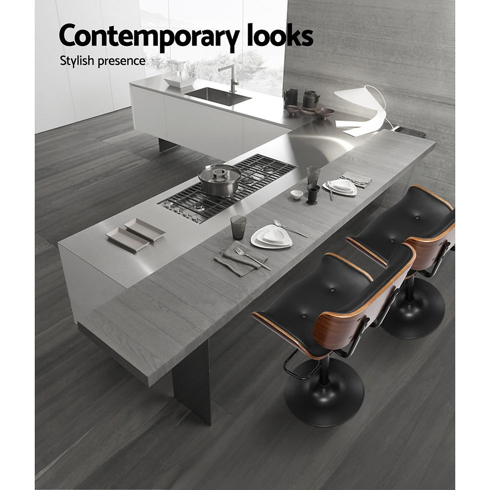 Thumbnail: Artiss Bar Stools Gas Lift Leather All Black – alternate product view 3