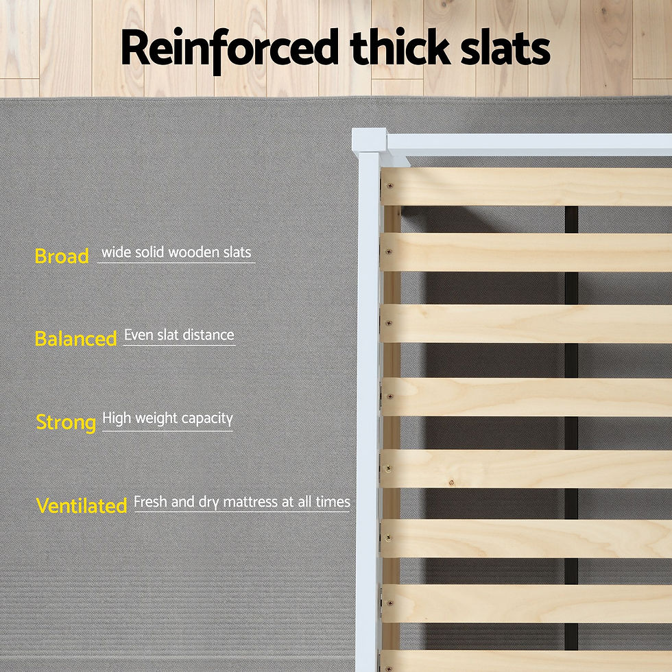Thumbnail: Artiss Bed Frame Single Size Wooden White LEXI – alternate product view 5