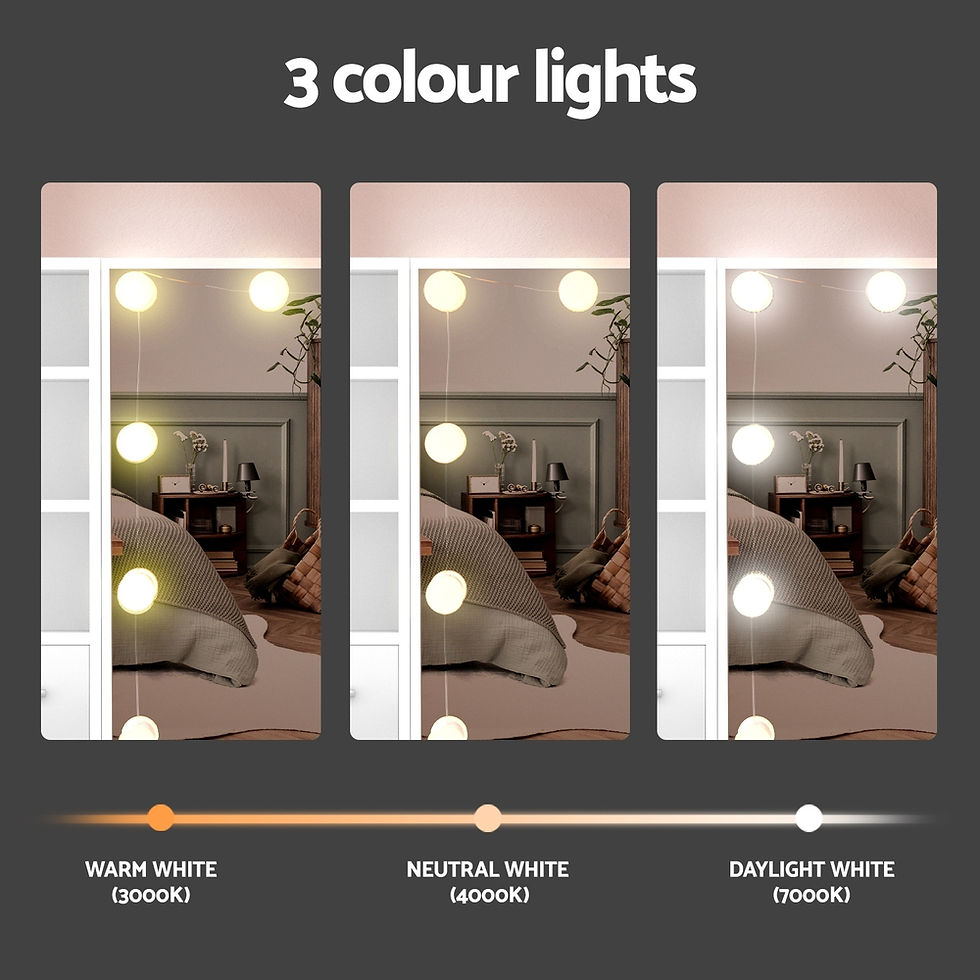 Thumbnail: Artiss Dressing Table Set Stool 10 Led Bulbs White Dylan – alternate product view 6
