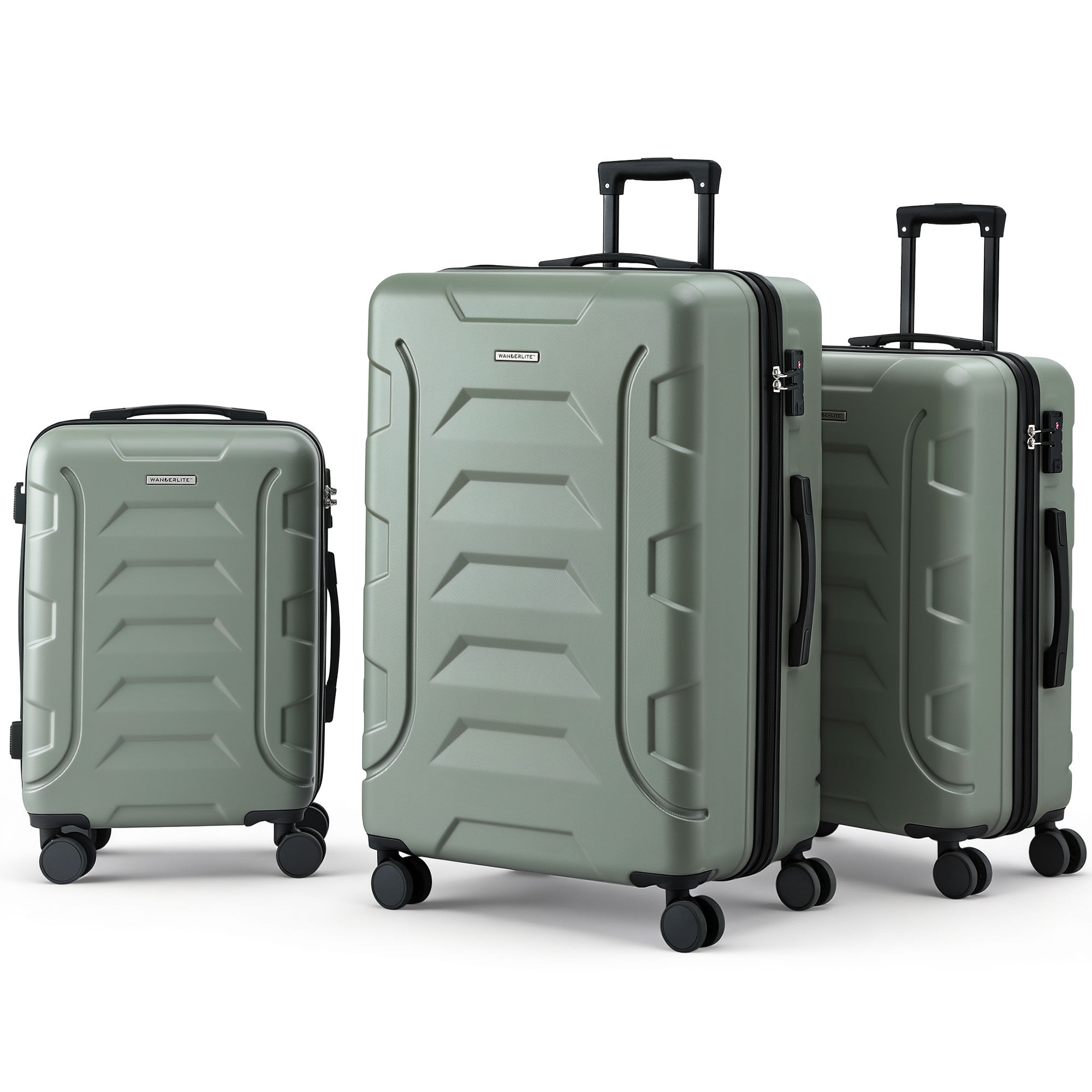 Wanderlite 3pcs Luggage Suitcase Set Trolley Travel TSA Lightweight Hard Case