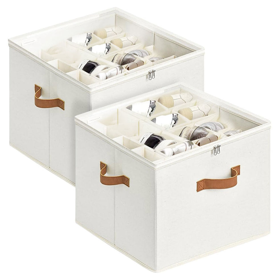 2 Pack Shoe Organizer Zipper Clear Lid Fabric Shoe Storage Box Space Saving