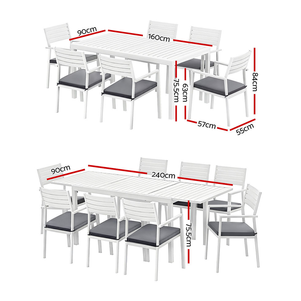 Gardeon Outdoor Dining Set 9PCS Aluminum Extendable Table Chairs Patio Furniture – alternate product view 2