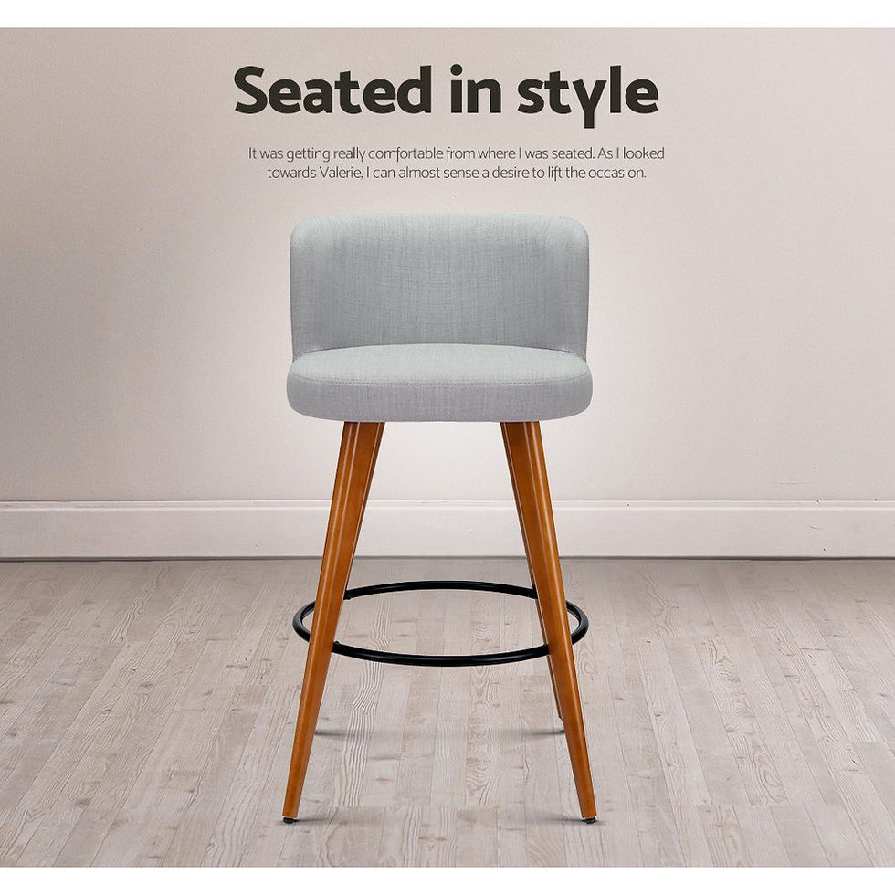 Thumbnail: Artiss 4x Bar Stools Linen Padded Wooden Grey – alternate product view 6