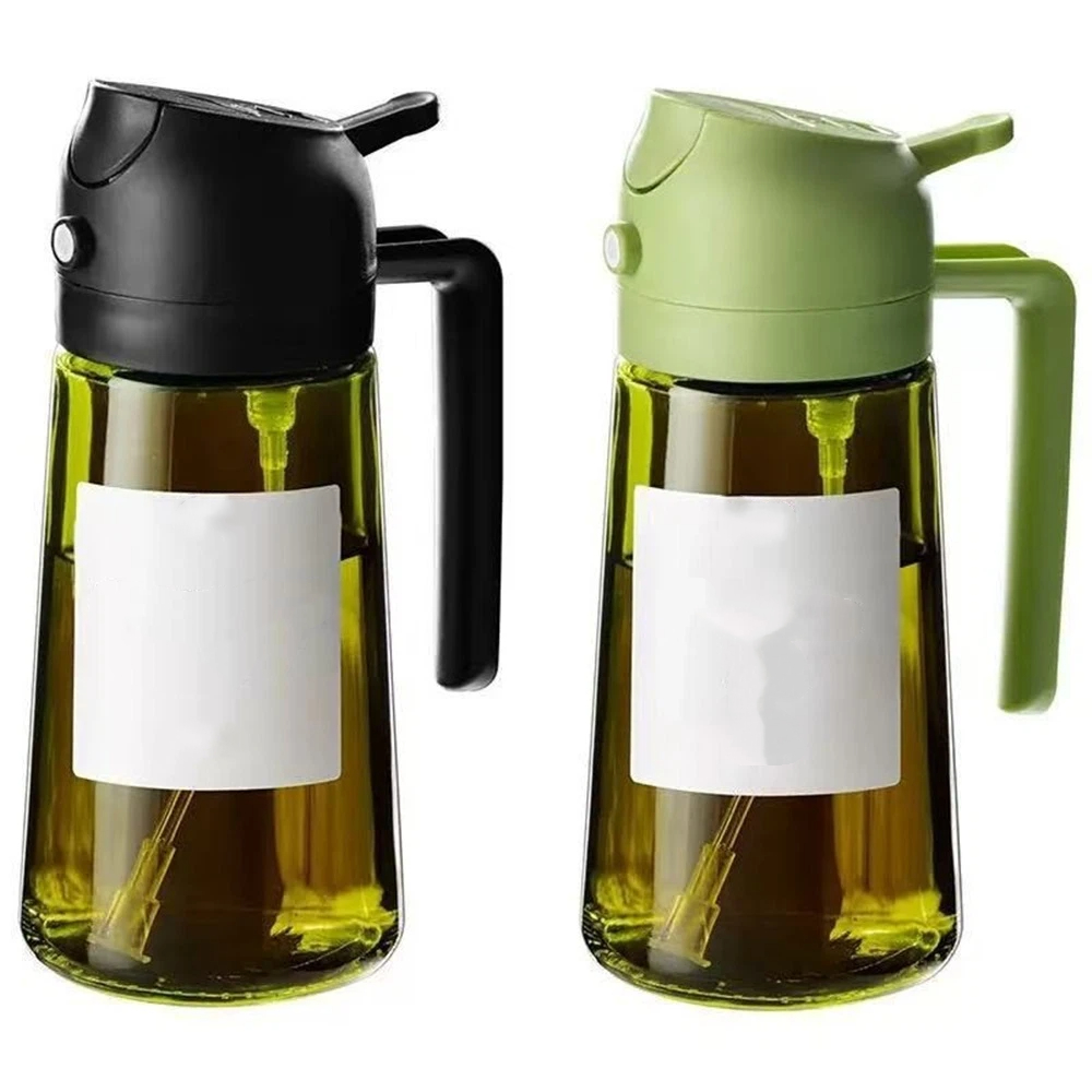 16oz/470ml Glass Olive Oil Sprayer for Cooking – 2 in 1 Olive Oil Dispenser Bott