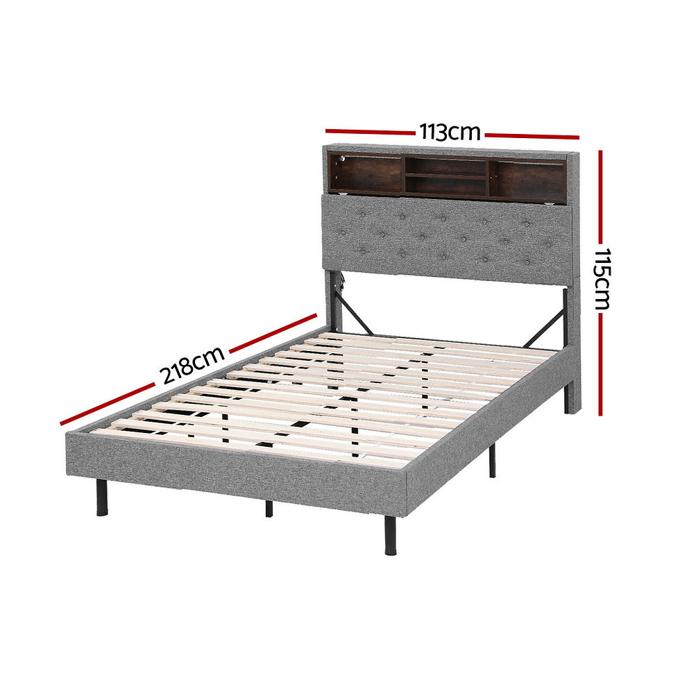 Artiss Bed Frame King Single Size LED Mattress Base Platform with Storage Shelf – alternate product view 2