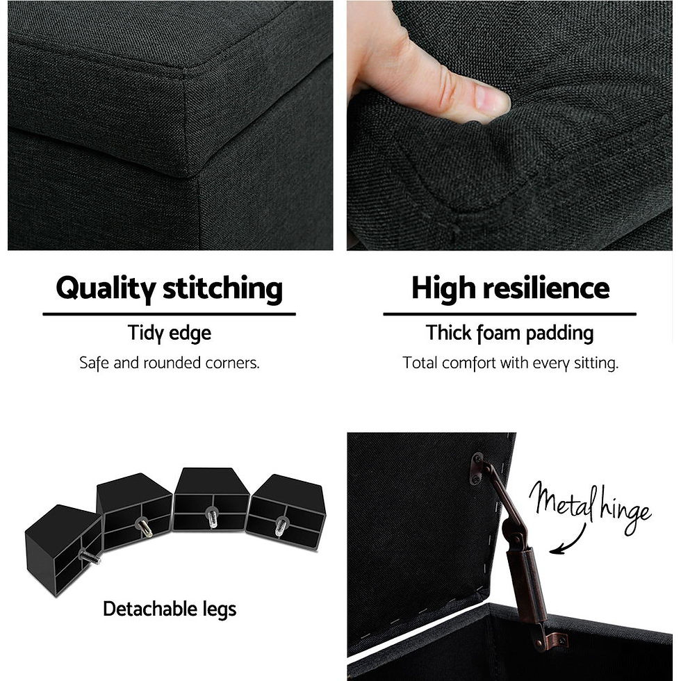 Thumbnail: Artiss Storage Ottoman Blanket Box 97cm Linen Charcoal – alternate product view 6