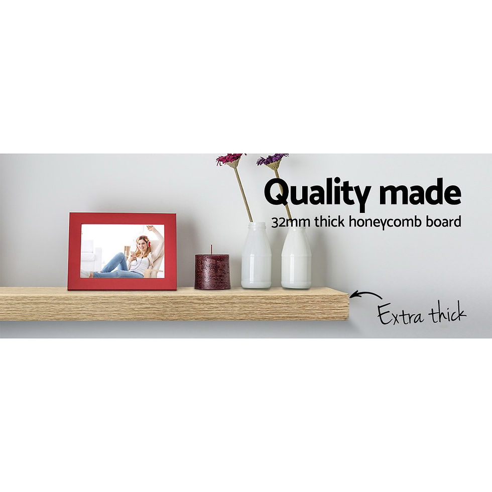 Thumbnail: Artiss Floating Wall Shelf Set of 3 Oak – alternate product view 4