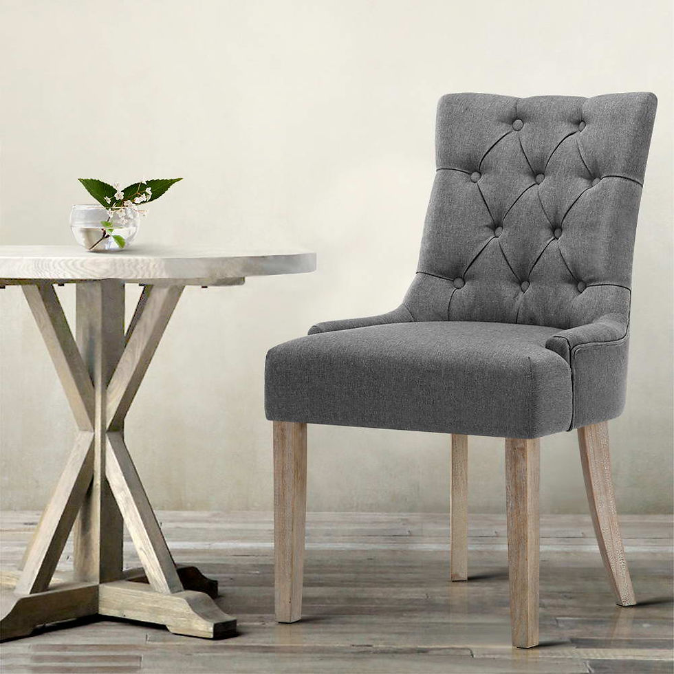 Thumbnail: Artiss Dining Chairs Set of 2 Linen French Provincial Grey – alternate product view 7