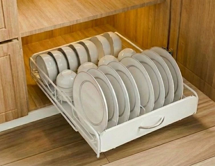 CARLA HOME Pull Out Dish Rack for Kitchen Cabinet with Slide Out Drawer