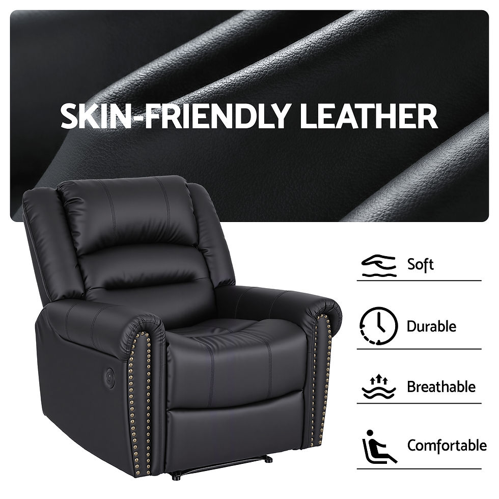 Thumbnail: Artiss Leather Manual Recliner Chair with USB Charge Port, Overstuffed Armchair – alternate product view 6