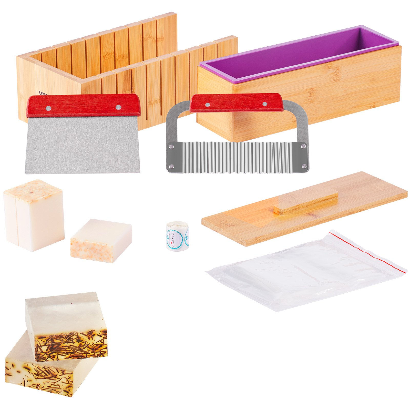 Soap Making Kit, Bamboo Cutting Box and Inner Box with Silicone Mold, Stainless