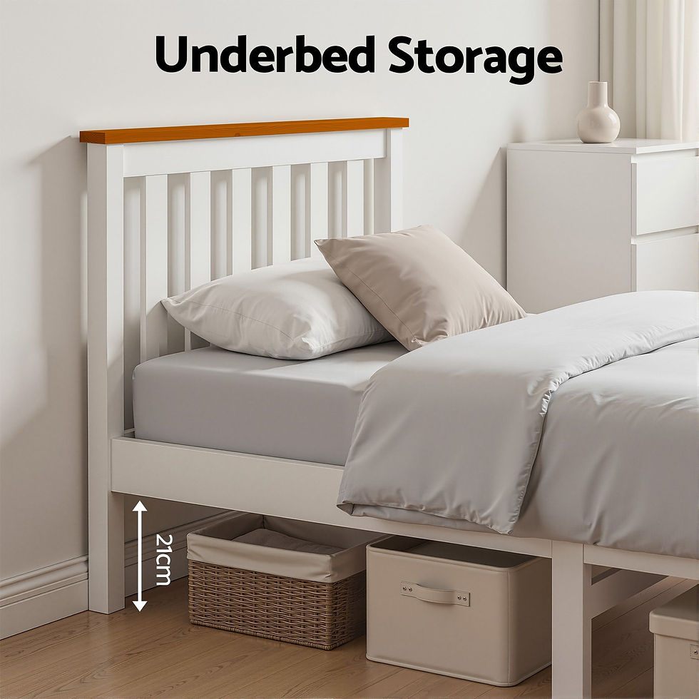 Thumbnail: Artiss Bed Frame Single Size Wooden White PONY – alternate product view 4