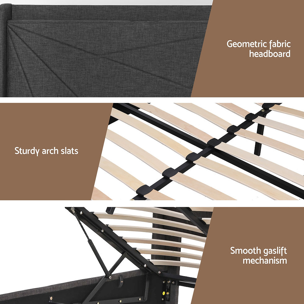 Thumbnail: Artiss King Bed Frame Gas Lift Storage Bed with Charging Ports Upholstered – alternate product view 9