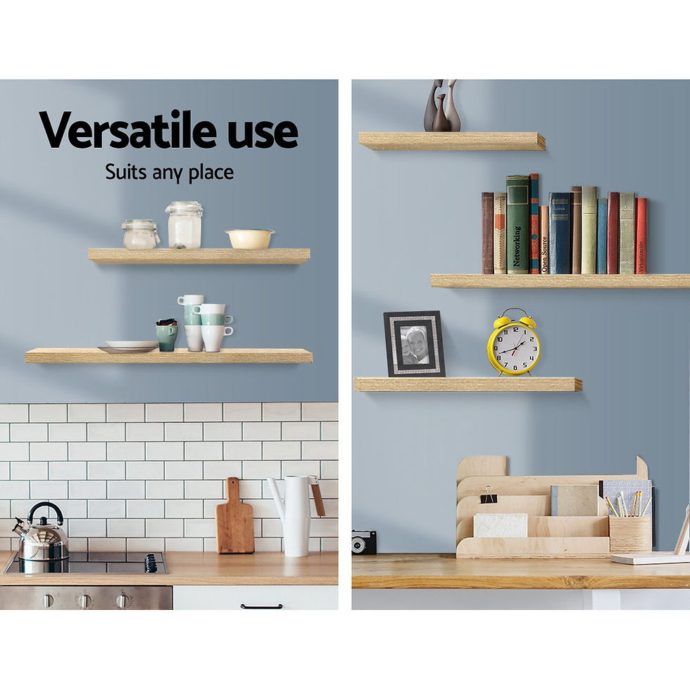 Thumbnail: Artiss Floating Wall Shelf Set of 3 Oak – alternate product view 5