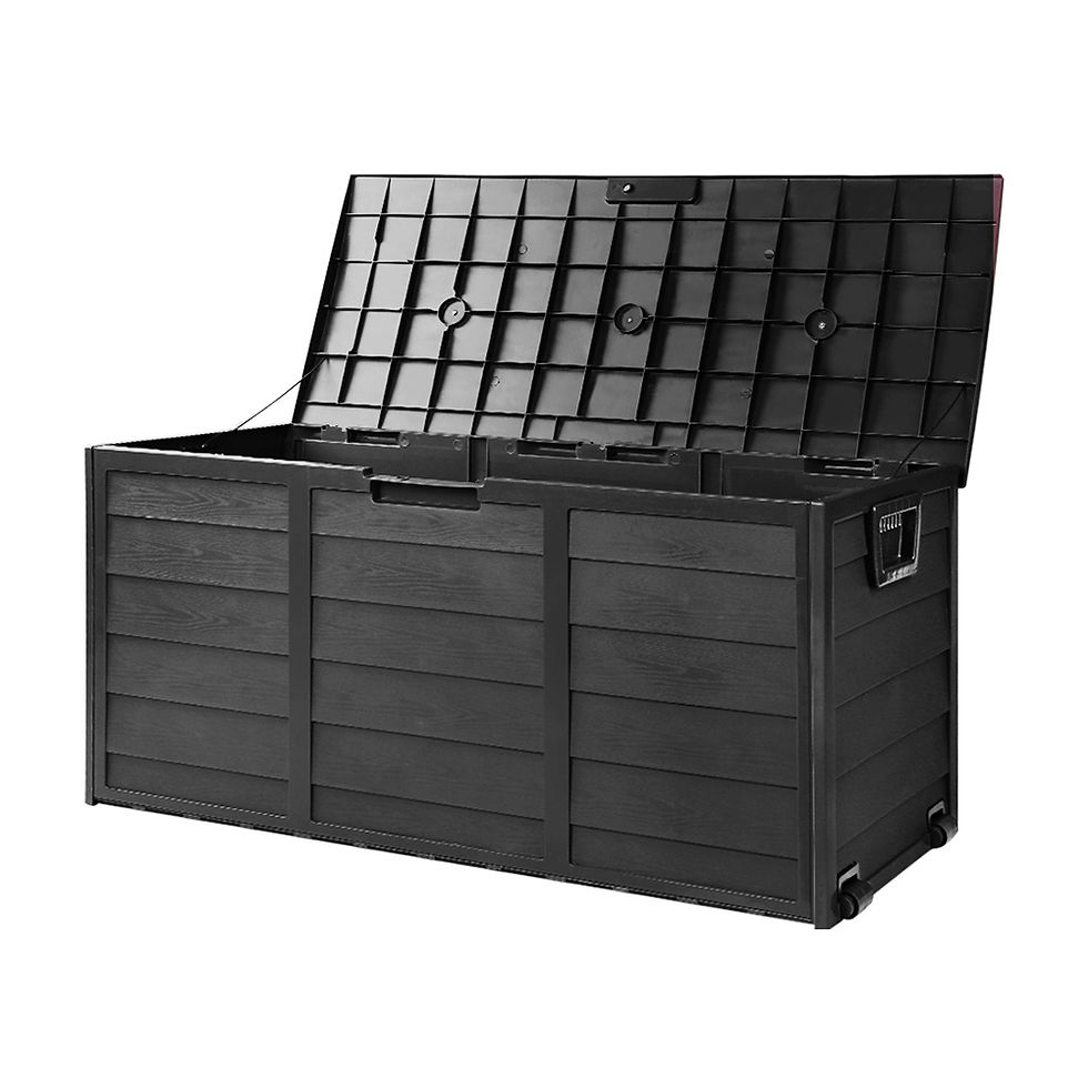 Thumbnail: Gardeon Outdoor Storage Box 290L Lockable Organiser Garden Deck Shed All Black – alternate product view 8