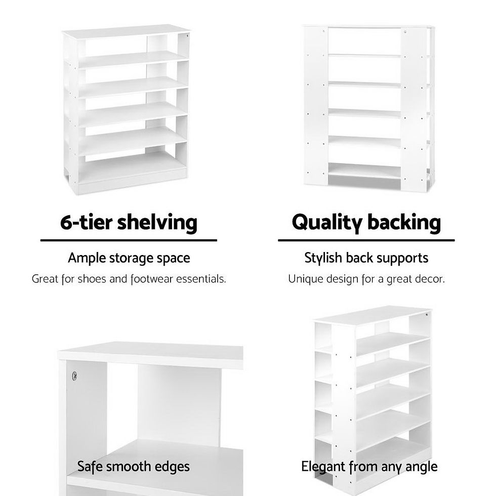 Thumbnail: Artiss Shoe Rack Cabinet 30 Pairs 6-Tier Shelf White – alternate product view 8