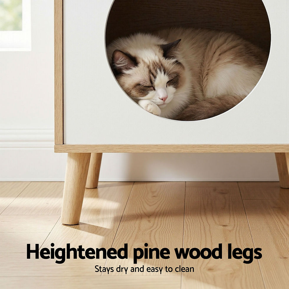 Thumbnail: Artiss Cat Nest Bedside Table Solid Wood – alternate product view 5