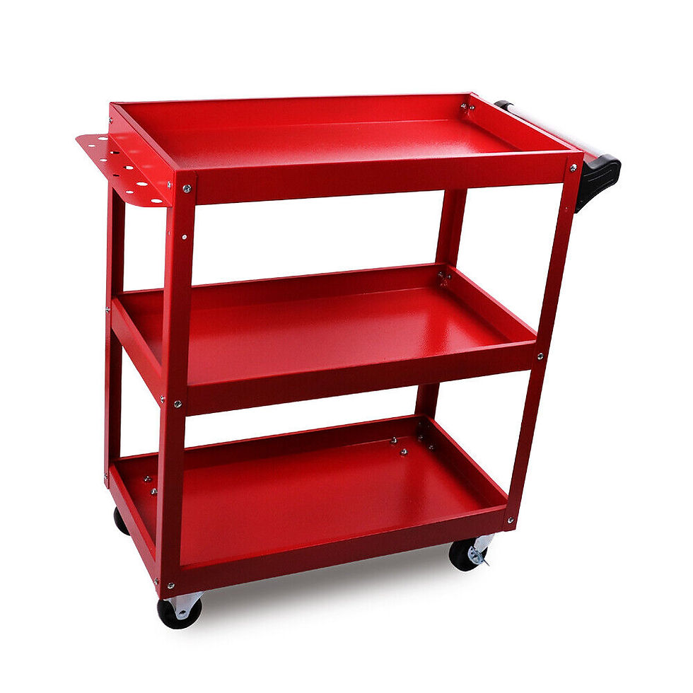 Red 3-Tier Tool Cart Trolley Toolbox Workshop Garage Storage 150KG Organizer