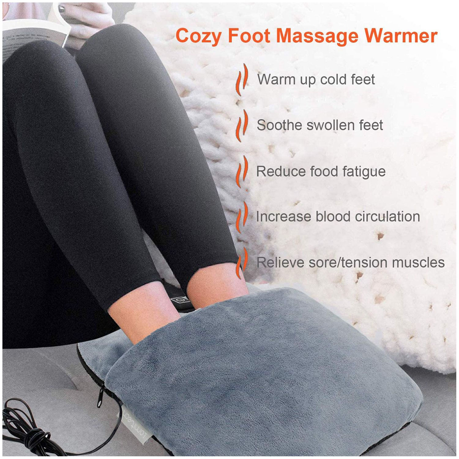 USB Heated Foot Warmer Electric Foot Heating and Vibration Massage Plush USB Pow