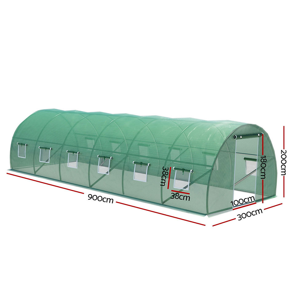 Green Fingers Greenhouse 9x3x2M Walk in Green House Tunnel Plant Garden Shed – alternate product view 2
