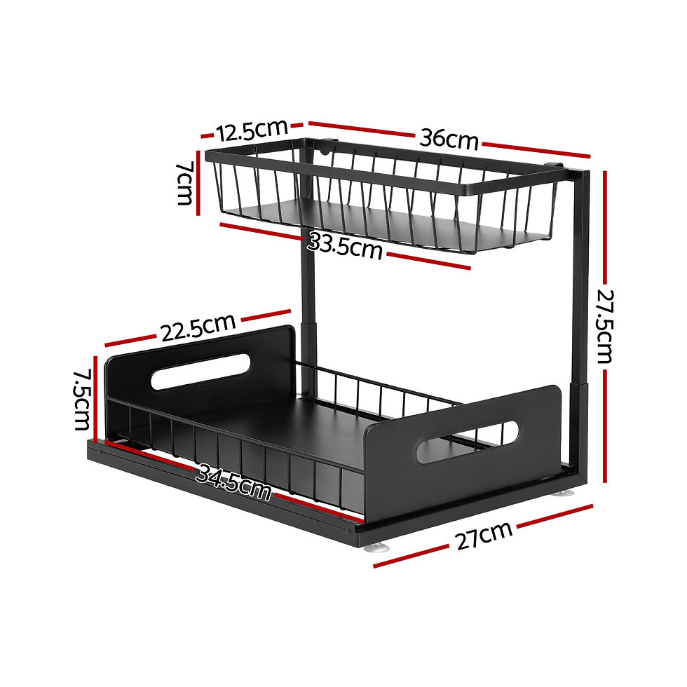 Artiss Under Sink Organizer Storage L Shape 1 Pull Out Drawers Kitchen Cabinet – alternate product view 2
