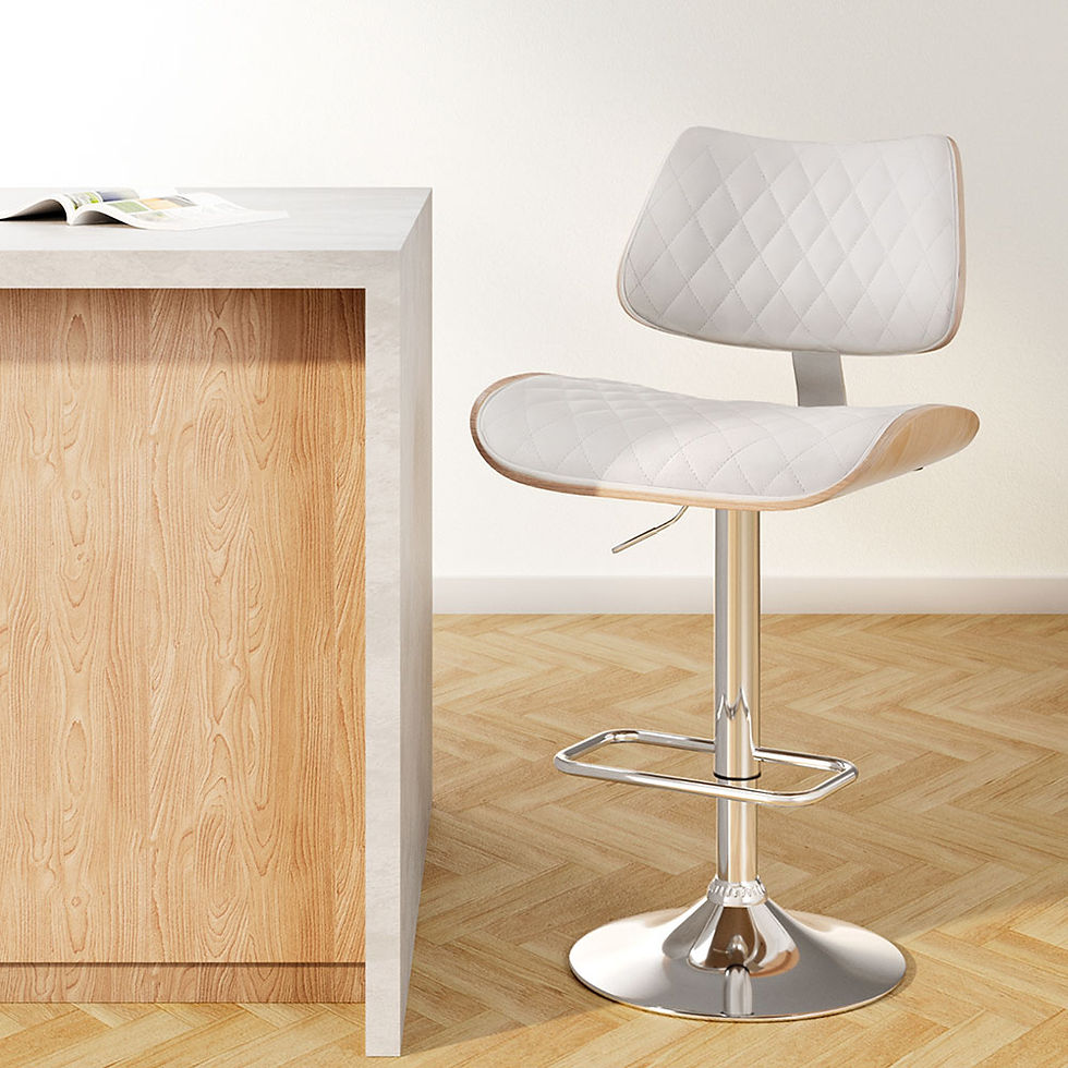 Thumbnail: Artiss Bar Stools Kitchen Dining Chairs Gas Lift Stool Wooden Leather White – alternate product view 7