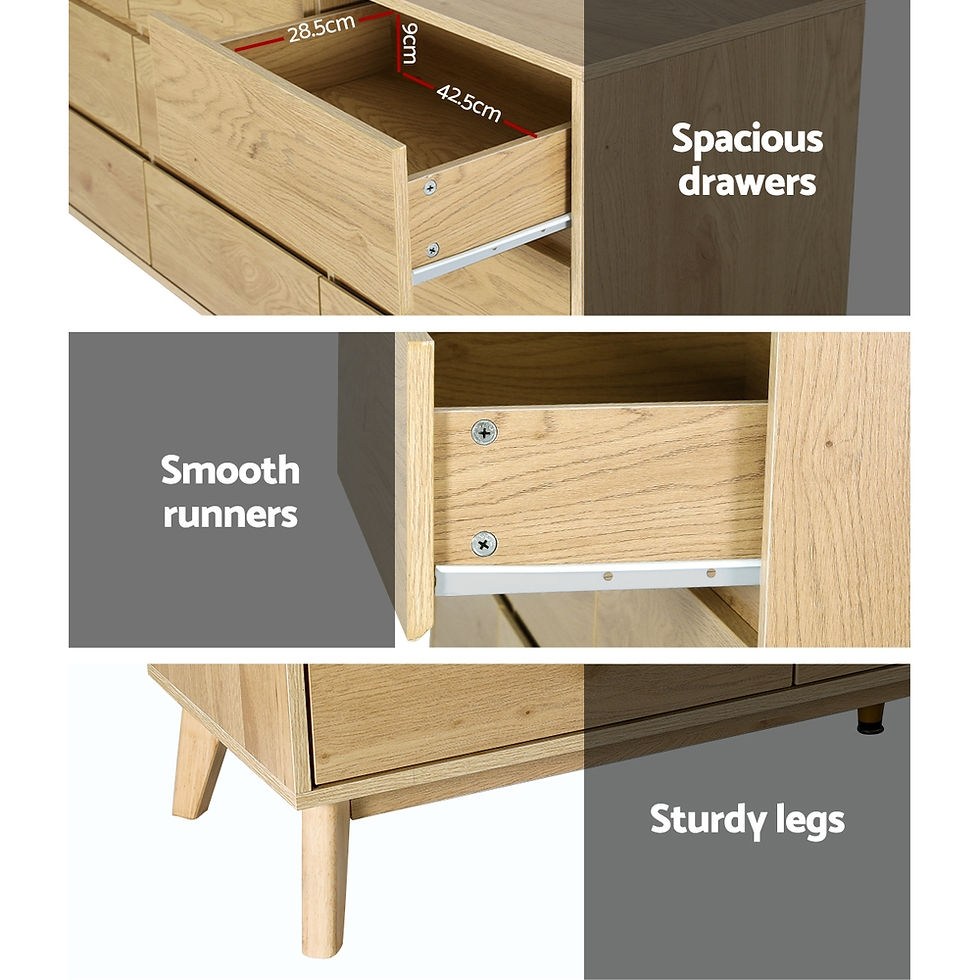 Thumbnail: Artiss 9 Chest of Drawers Tallboy Cabinet - XAVI Pine – alternate product view 8