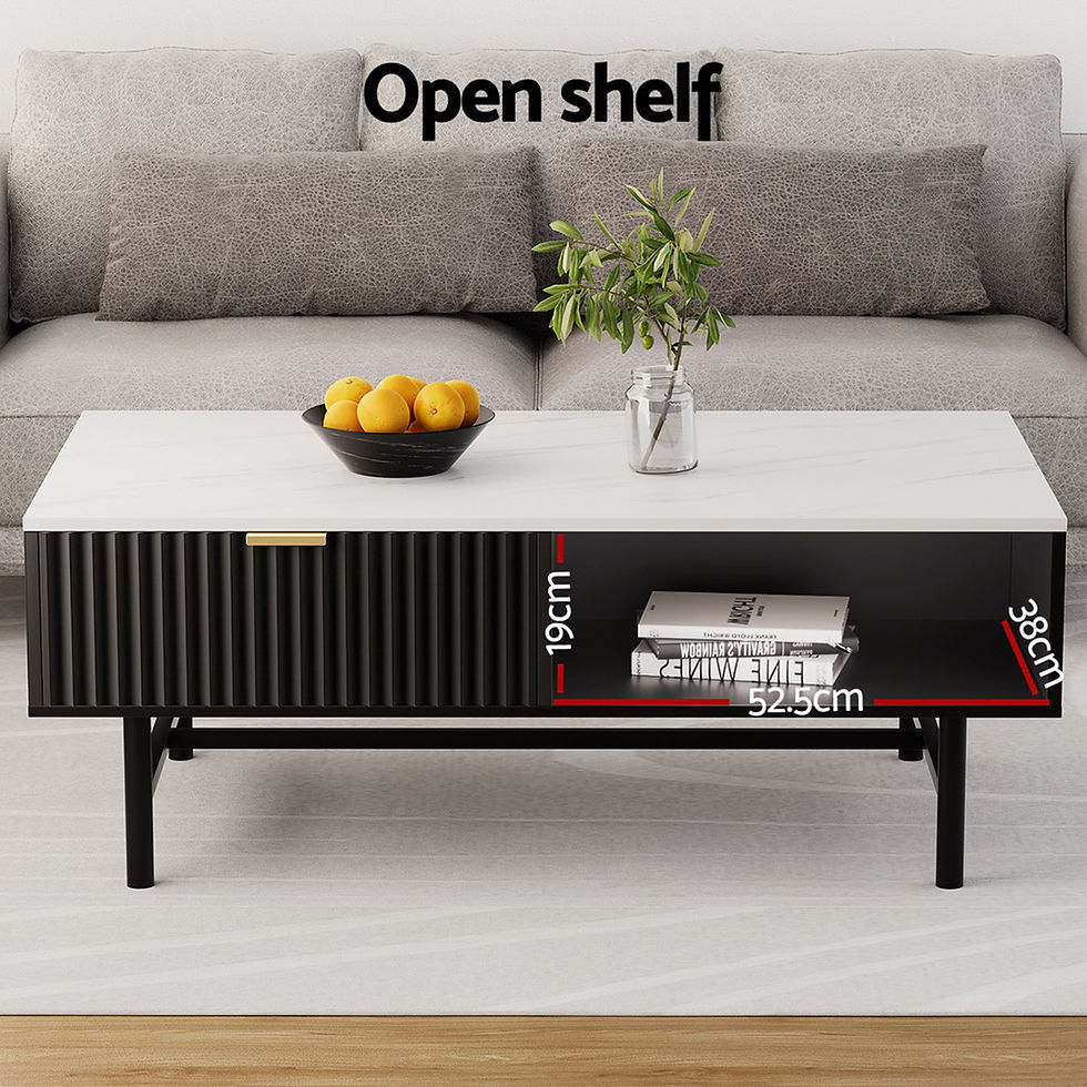 Thumbnail: Artiss TV Unit & Coffee Table Set Storage Shelf Black – alternate product view 5