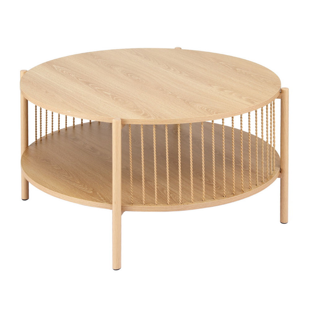 Artiss Coffee Table 2-Tier Round Wood