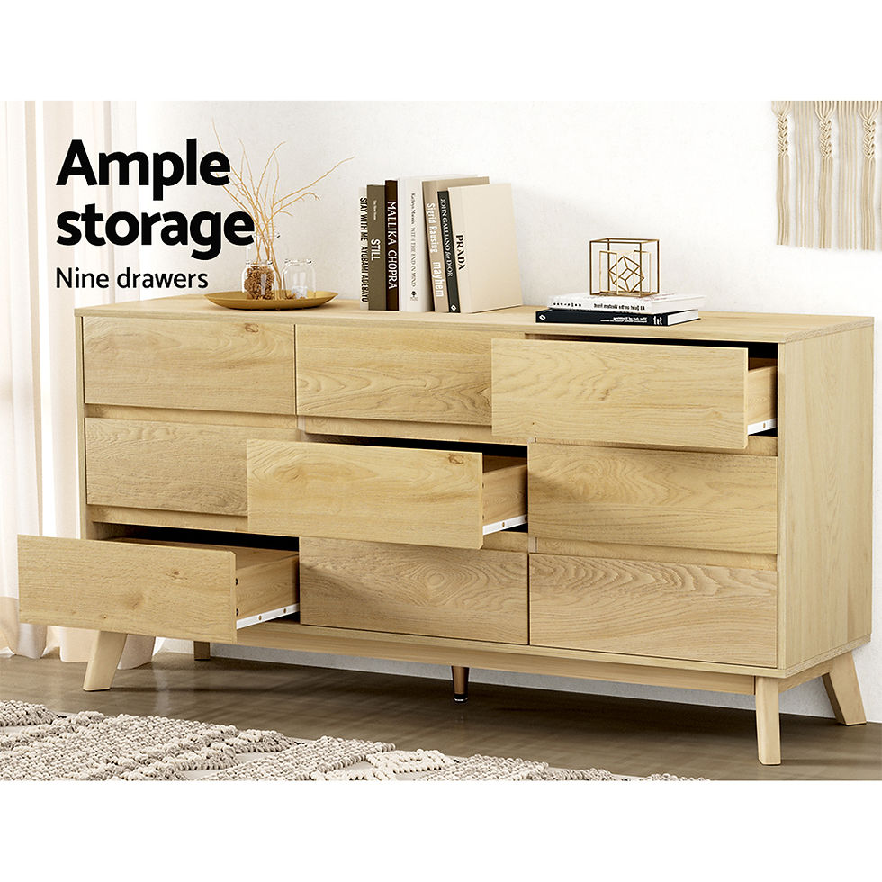 Thumbnail: Artiss 9 Chest of Drawers Tallboy Cabinet - XAVI Pine – alternate product view 6