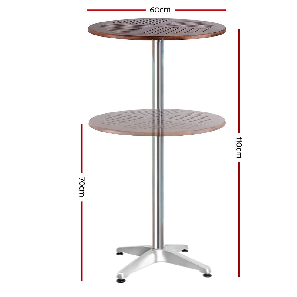 Gardeon Outdoor Bar Table Wooden Cafe Table Aluminium Pole Round – alternate product view 2
