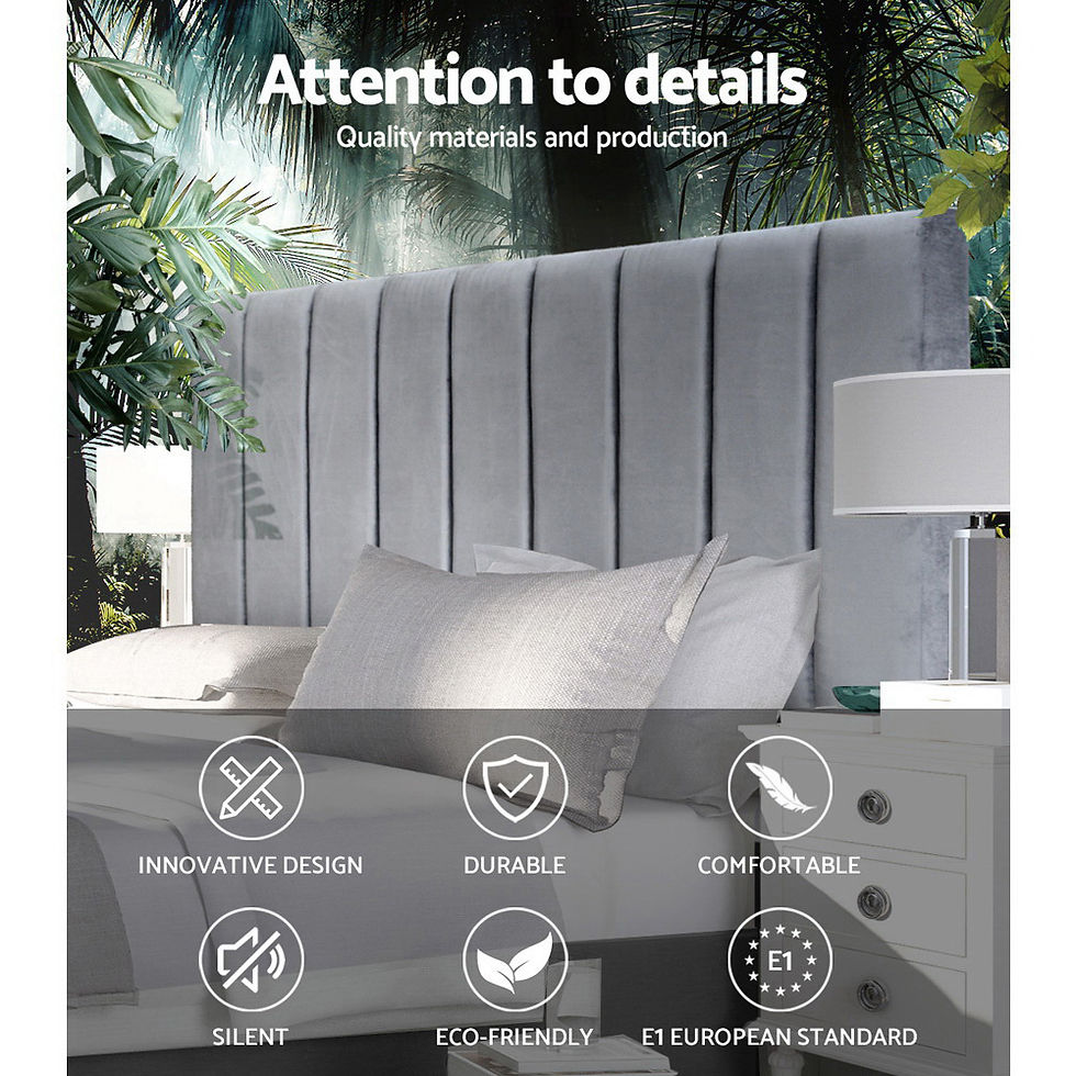 Thumbnail: Artiss Bed Head Headboard Double Velvet - VELA Grey – alternate product view 3