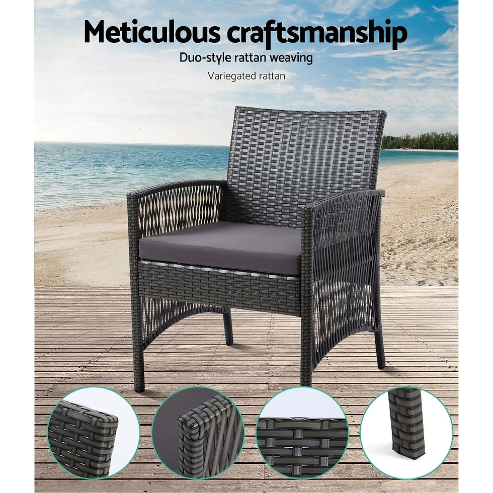 Thumbnail: Gardeon 4PCS Outdoor Sofa Set Wicker Harp Chair Table Garden Furniture Grey – alternate product view 3