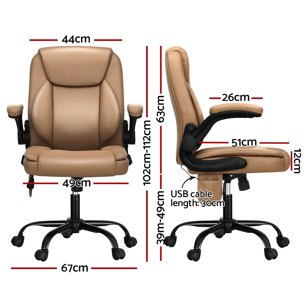 Artiss 2 Point Massage Office Chair Leather Mid Back Brown – alternate product view 2