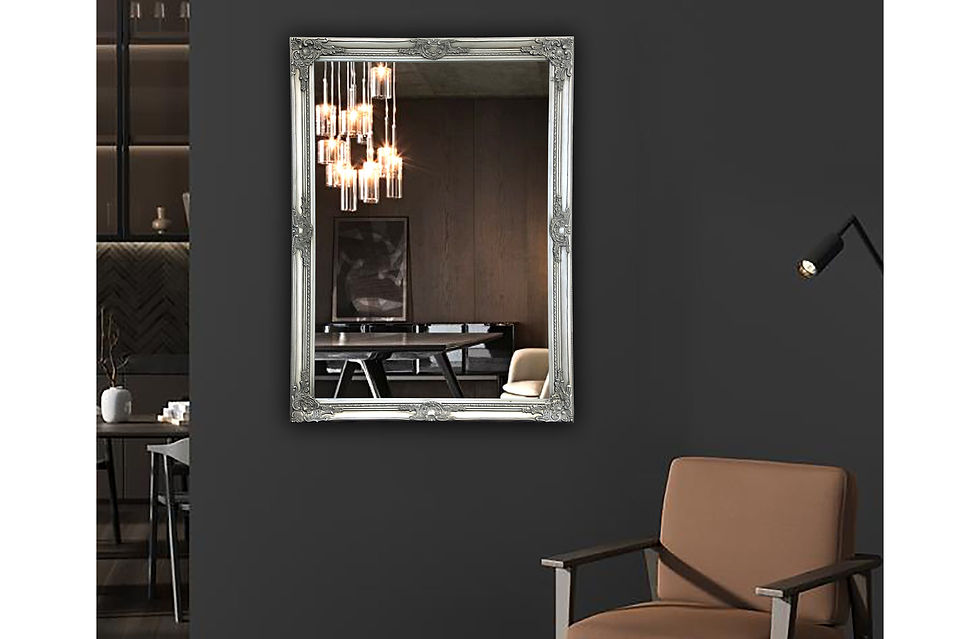 French Provincial Ornate Mirror - Antique Silver - Small 80cm x 110cm - product image