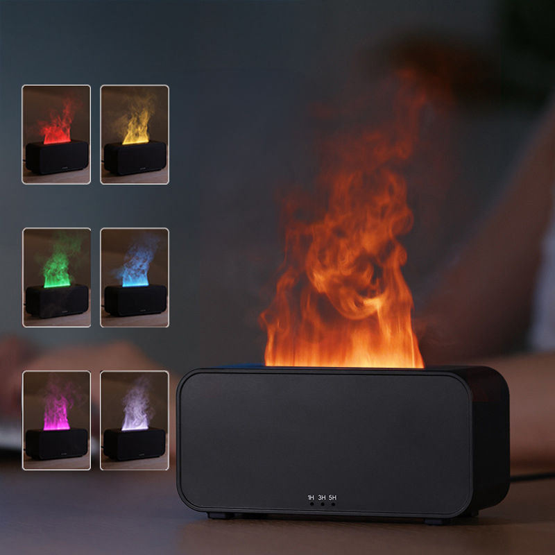 Black Timing Simulation Aroma Diffuser Usb Household Flame Humidifier Aromatherapy Machine Spray Air Flame Humidifier Di