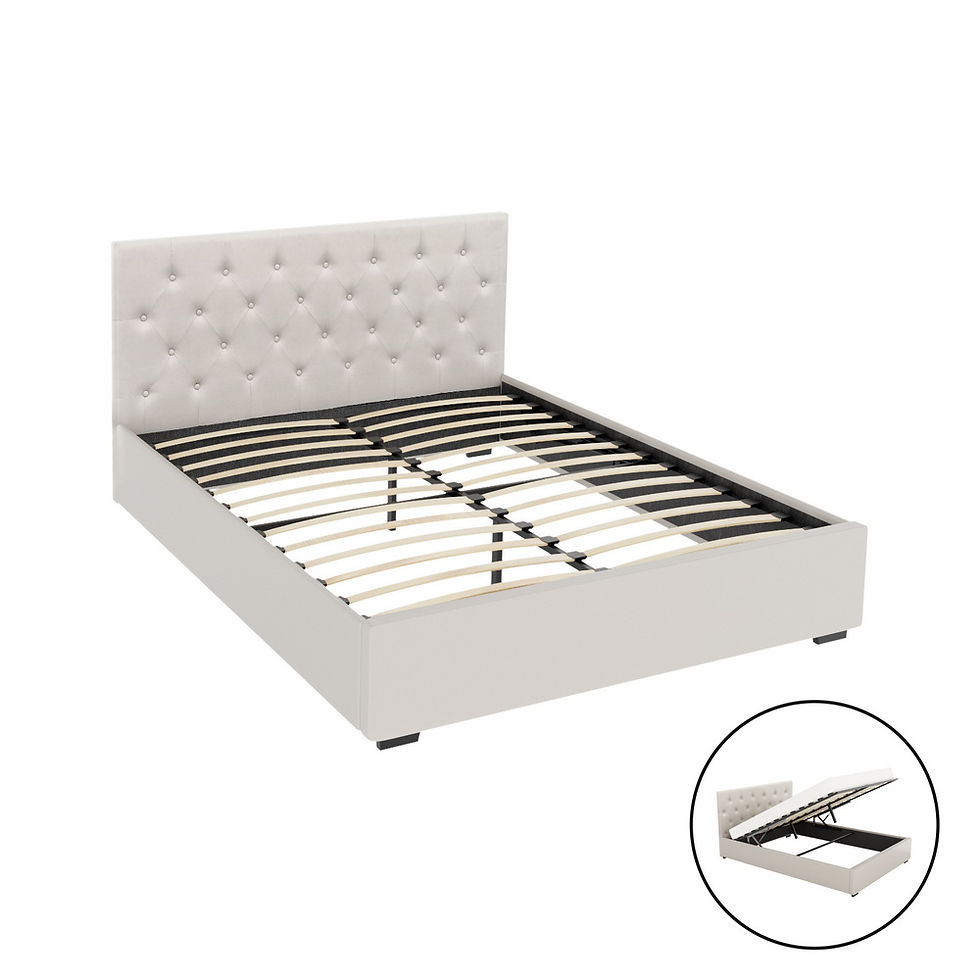 Thumbnail: Artiss Bed Frame Queen Size Gas Lift Beige VILA – alternate product view 7