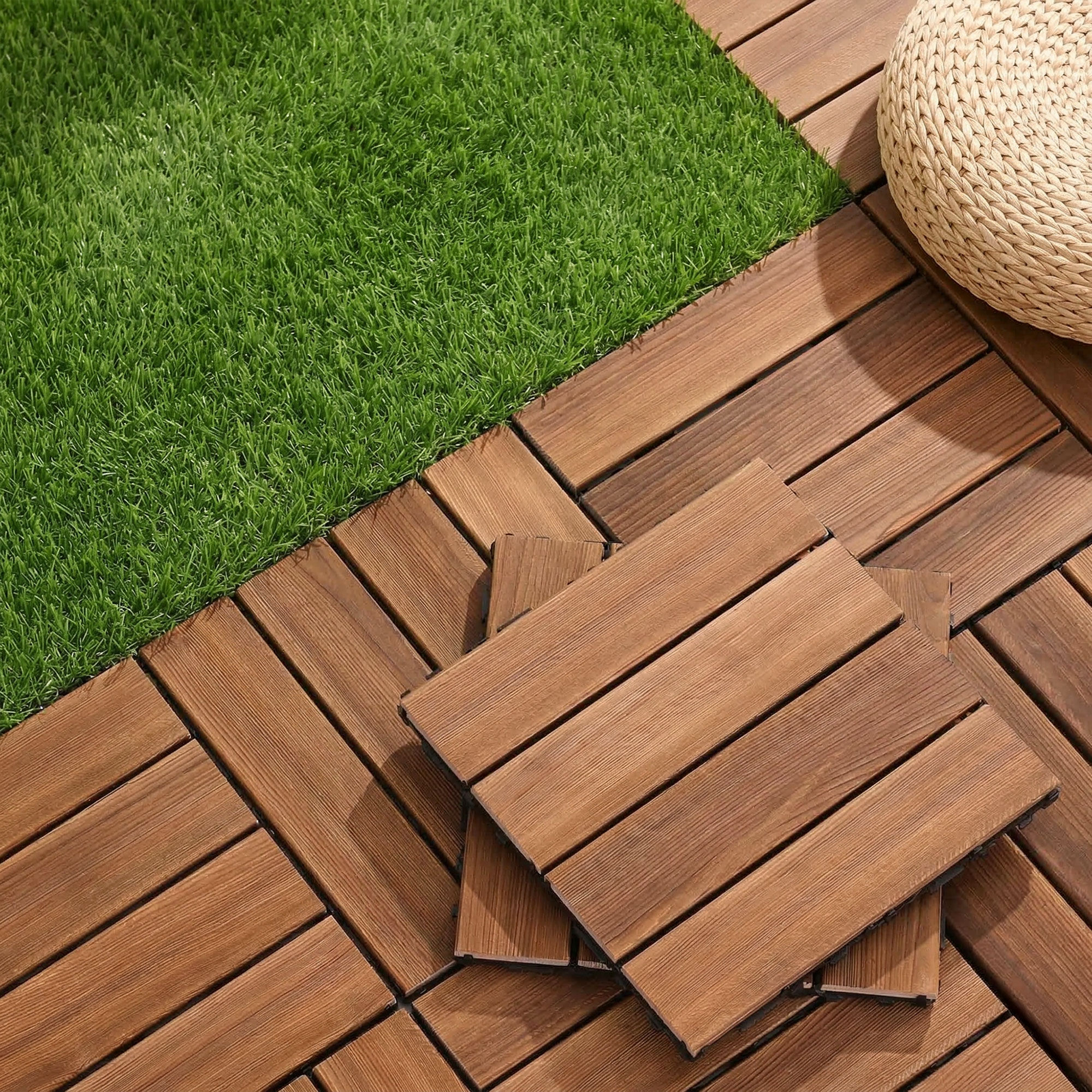 Gardeon 10PCS Wood Deck Tiles 30x30cm Interlocking Floor Tiles for Patio