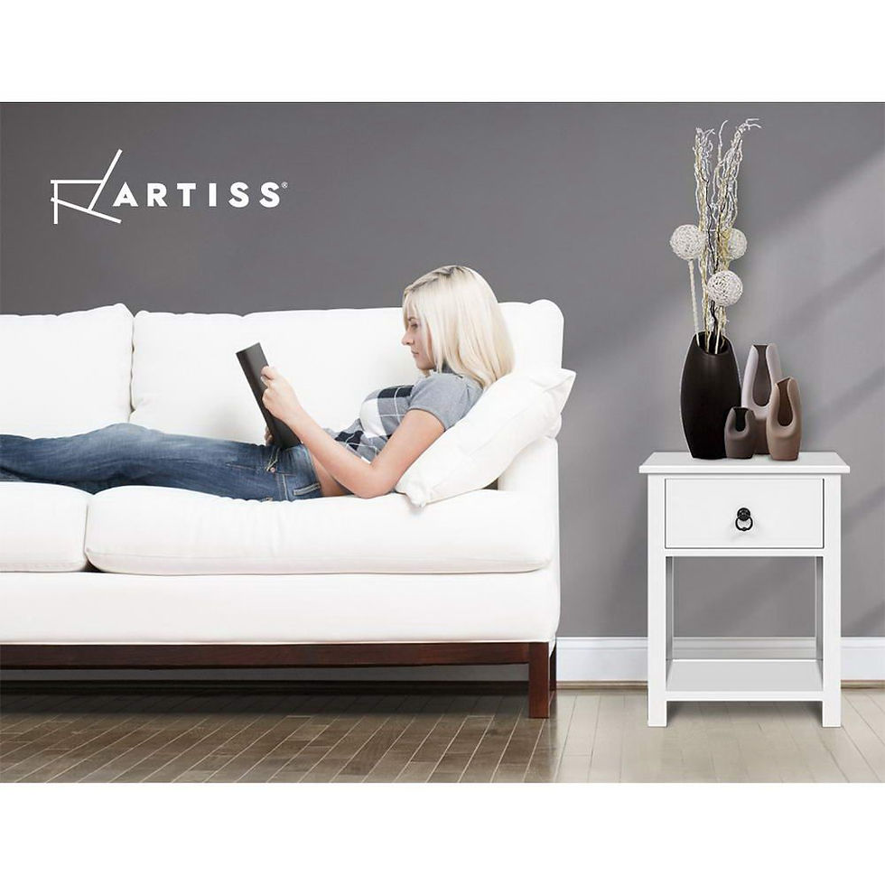 Thumbnail: Artiss 2 X Bedside Table 1 Drawer with Shelf - EMMA White – alternate product view 6