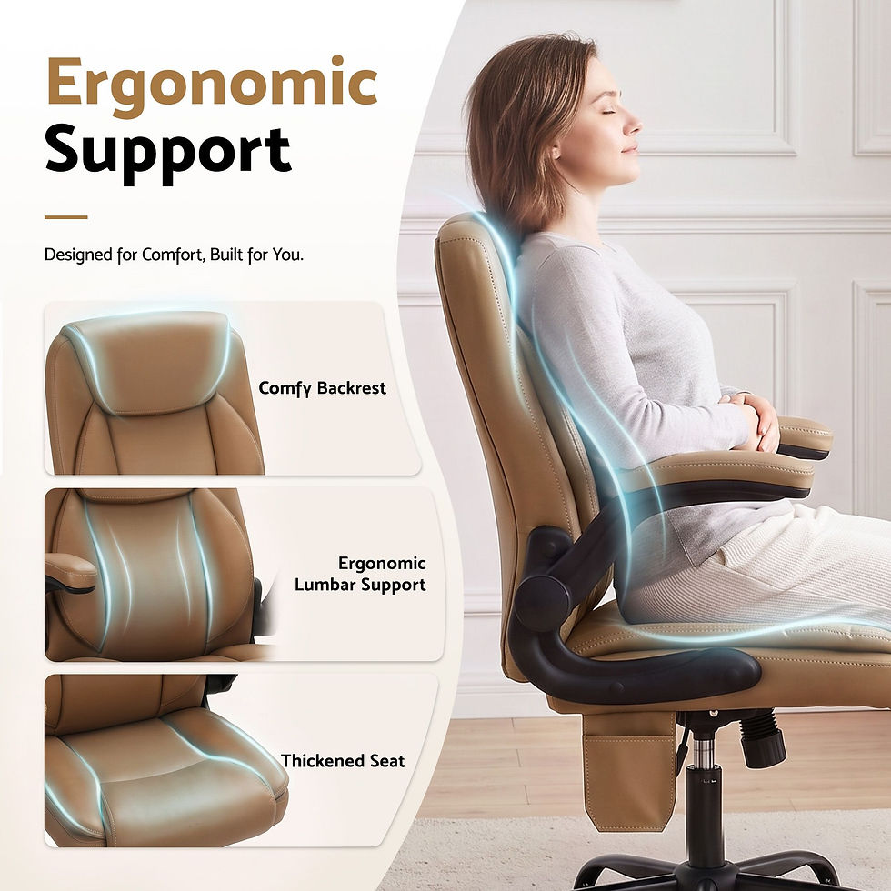 Thumbnail: Artiss 2 Point Massage Office Chair Leather Mid Back Brown – alternate product view 7